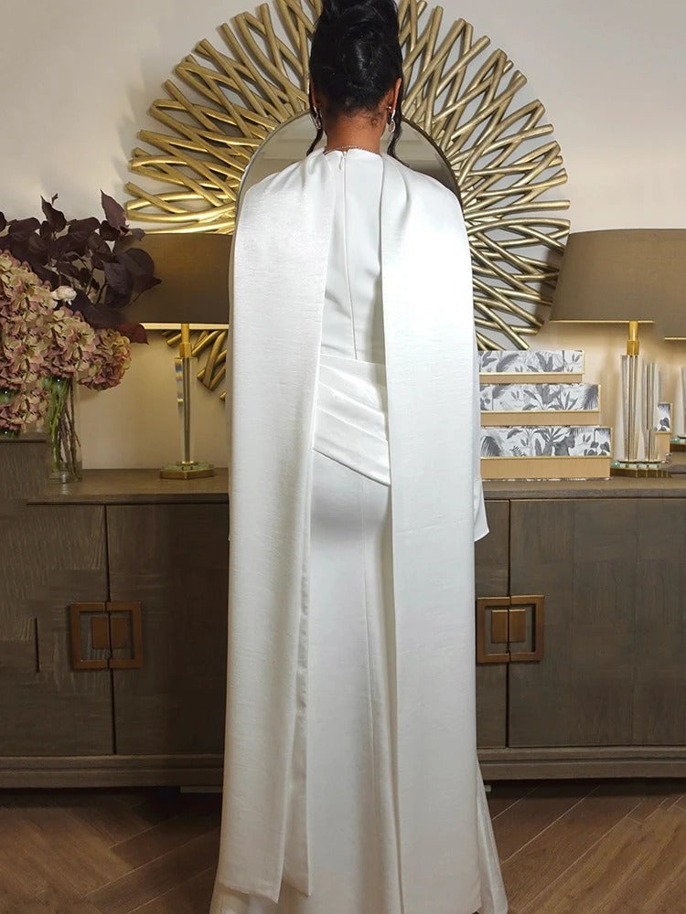 Elegant Long Sleeve Satin Patchwork Dress